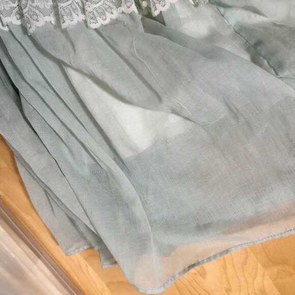 VTG 70s Gunne Sax Corset Maxi Dress S 7 Blue Long Sleeve Lace Prairie Boho - Picture 10 of 16